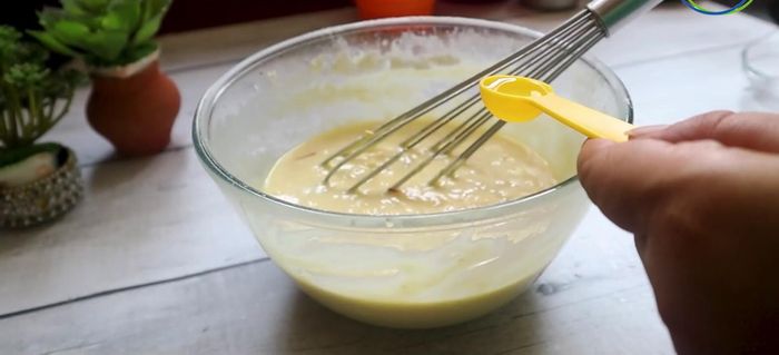 Add one spoon of vinegar to the batter.