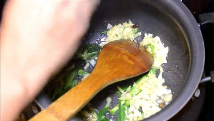 Add 2 tbsp finely chopped ginger and saute.