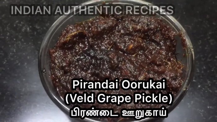 Add salt to the chopped Pirandai and mix well. Let it rest for at least an hour (to extract water).