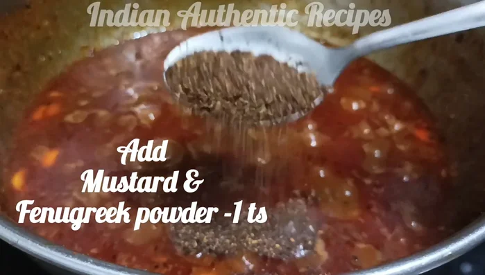 Fry a small piece of jaggery, add mustard and fenugreek powder and mix well.