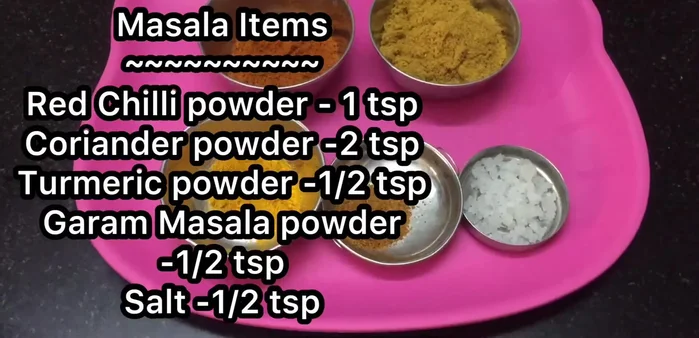 Add coriander, turmeric and garam masala. (Quantities not specified)