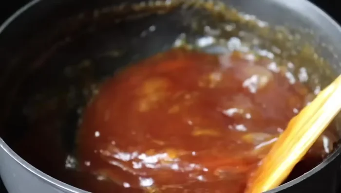 Stir until the halwa reaches your desired consistency (details are lacking in the transcript).