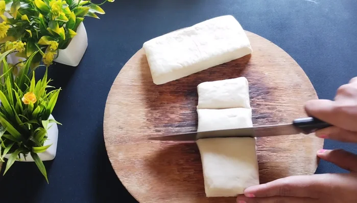 Cut the resulting pieces into smaller, bite-sized pieces. The size of the pieces is up to you.