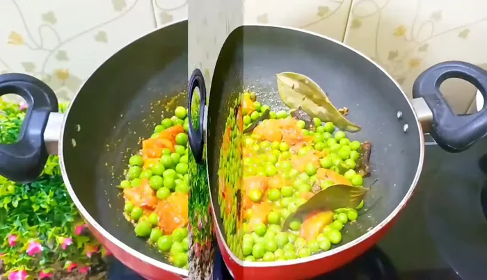 Cover and cook on low flame for 2-3 minutes until peas are soft.