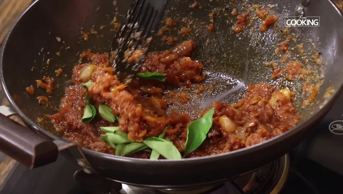 Add curry leaves.