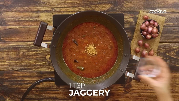 Add jaggery and freshly ground masala. Mix well and cook for another 5 minutes on low flame.