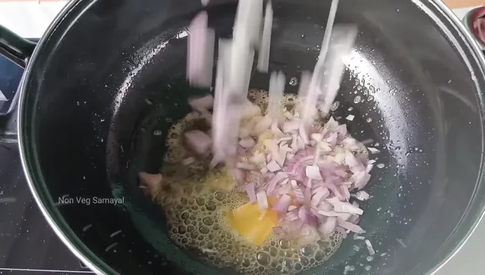 Add the chopped onions to the melted butter and fry until slightly glassy.