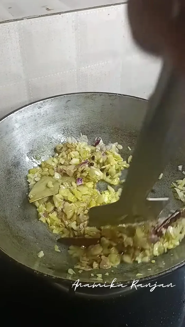 Add the roughly chopped onions and sauté until golden brown.