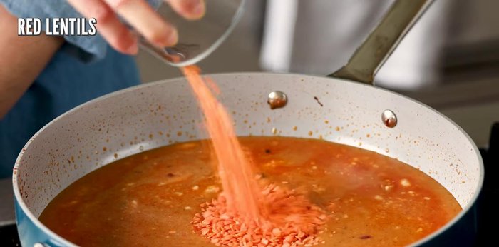 Add red lentils and white beans; partially cover and simmer for 10 minutes, or until lentils are cooked to your preference.