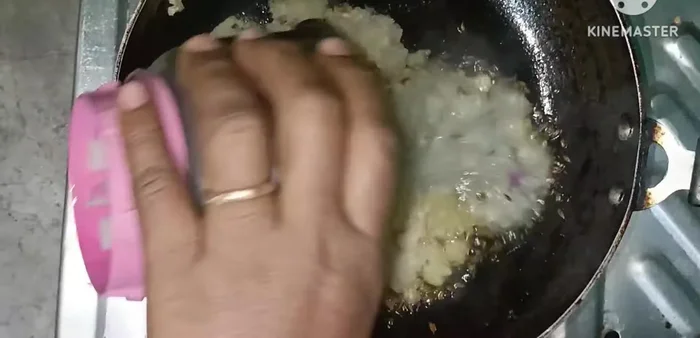 Cook the mixture until it turns brown and fragrant.