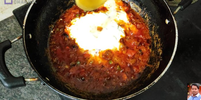 Add curd, a little water, and mix well. Cook for 2 minutes, stirring constantly.