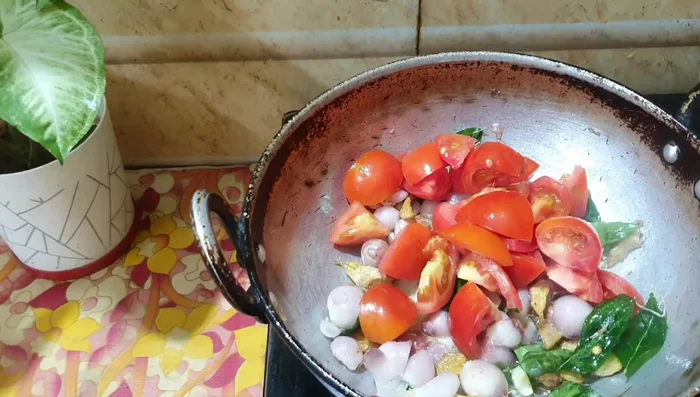 Add 3 medium-sized tomatoes and fry them well with salt for better cooking.