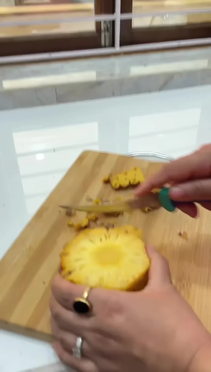 Cut pineapple.