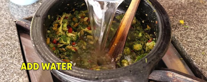 Add water and bring to a boil.
