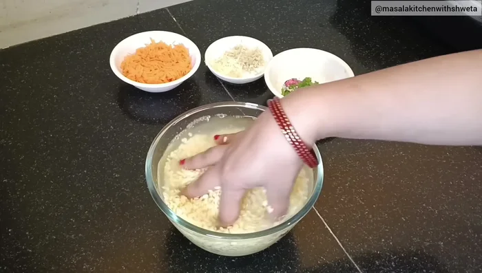 Soak moong dal overnight or for 4-5 hours until it swells well.