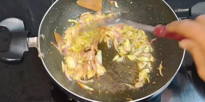 Add one teaspoon of crushed ginger and garlic. Fry until the rawness is gone.