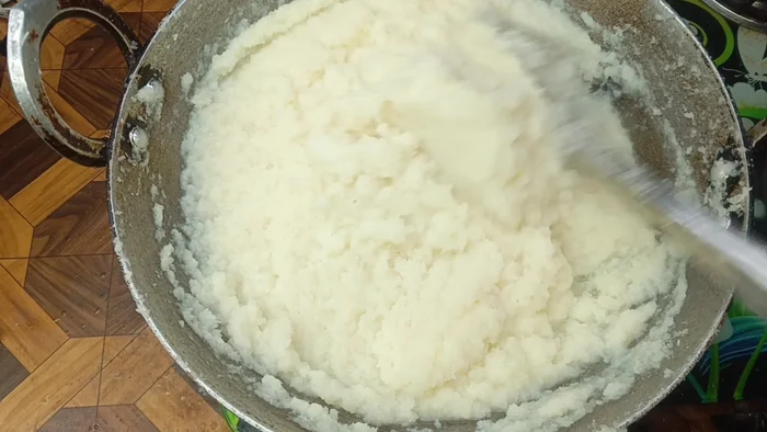 Continue cooking until the mixture starts leaving the pan and becomes dry.