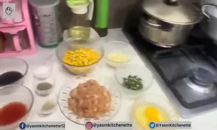 Add oil to the pan. Then add eggs and mix well. Cook until the eggs are set.