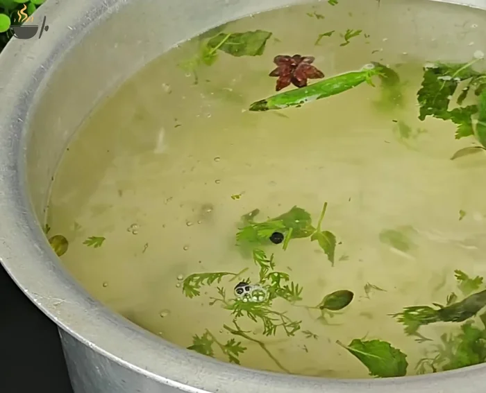 Add soaked basmati rice (soaked for 30 minutes, not longer) and stir gently. Boil for 3 minutes.