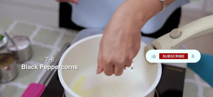 Add 1 tsp fennel seeds and 1/2 tsp jeera. Once spluttering, switch off the flame and add 1/4 cup beaten yogurt.