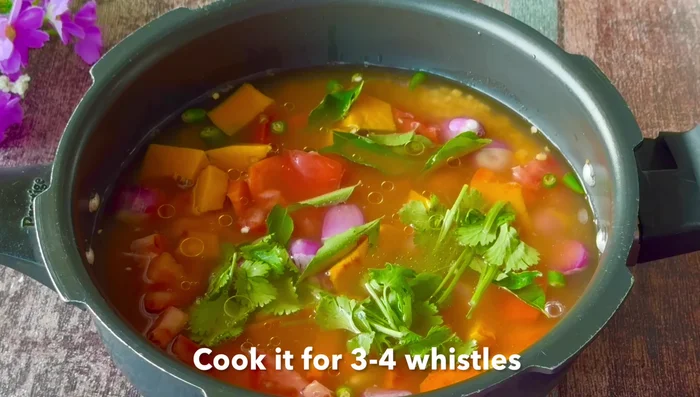 Cook in a pressure cooker for 3-4 whistles on medium flame.