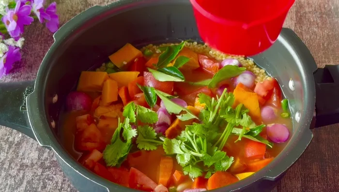Add 1 cup of water, ghee or cooking oil.