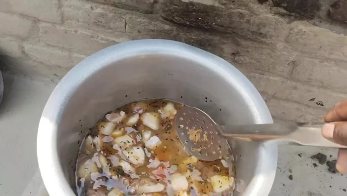 Add water, ensuring the meat is submerged halfway. Cover the pot and cook for at least 30 minutes.