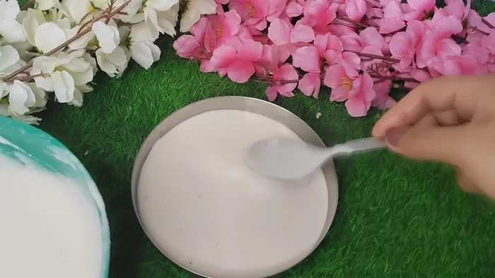 Fill the plates with batter, leaving some space at the top.