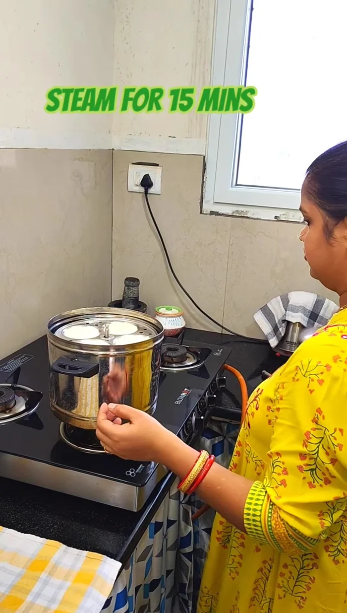 Steam the idlis in a preheated steamer for about 15 minutes. Let it sit for 5 minutes after steaming before removing.