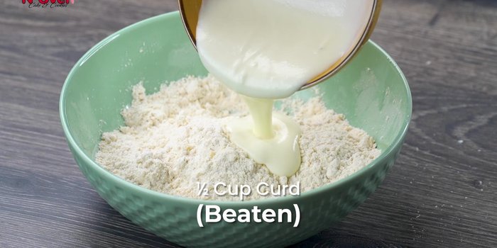 Add 1/2 cup of beaten yogurt and combine. Use thick, fresh yogurt for best results.