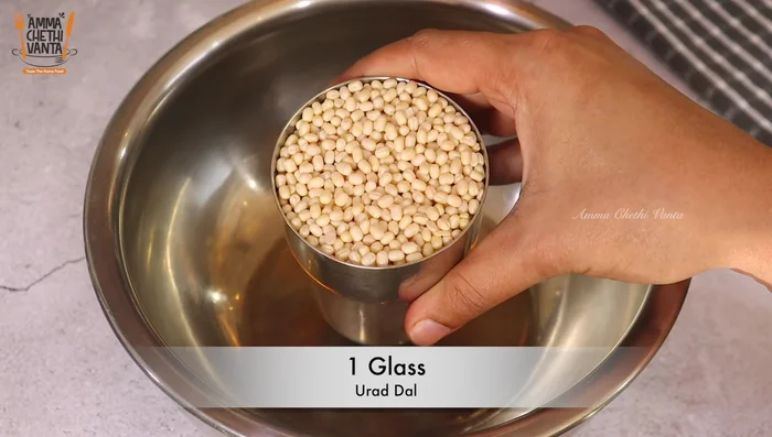 Soak urad dal, fenugreek seeds, and shelled almonds for 1-4 hours. Wash thoroughly.
