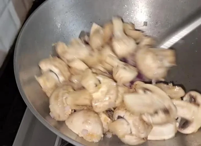 Add the chopped mushrooms. Cook for about 5 minutes, allowing excess water to evaporate.