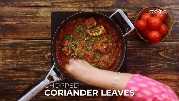 Finish with kasuri methi leaves and fresh coriander leaves. Serve hot with roti, naan, or rice.