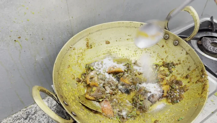 Add more meat masala and salt to taste. Fry well, covering to help the tomatoes melt.