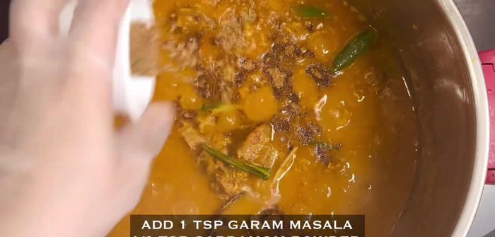 Add garam masala, cardamom powder, and nutmeg powder. Stir well and simmer for 10 minutes.