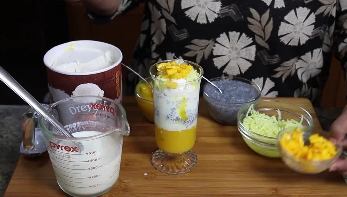 Garnish with chopped mango.