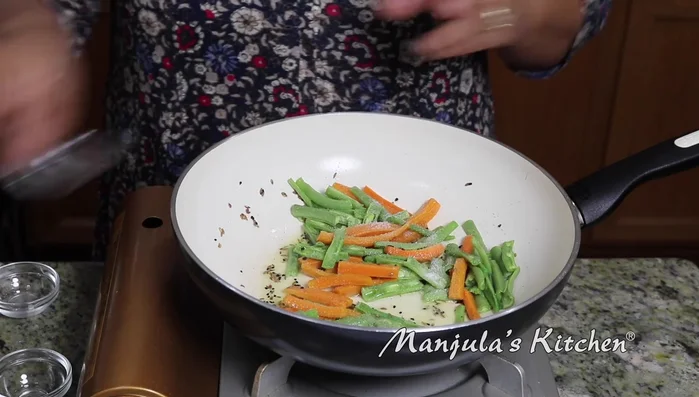 Cook for another minute or two until vegetables are tender-crisp.