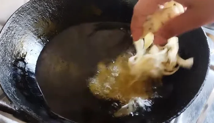Heat oil in a pan. Fry the namkapare in hot oil, stirring continuously until golden brown and crispy.