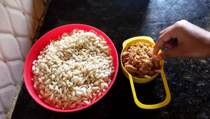 If your puffed rice isn't crispy, roast it in a pan on low flame.