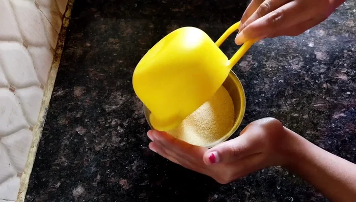 Grind 1 cup of semolina into a fine powder.