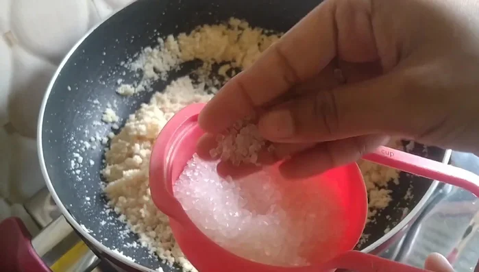 Add sugar and fry together.