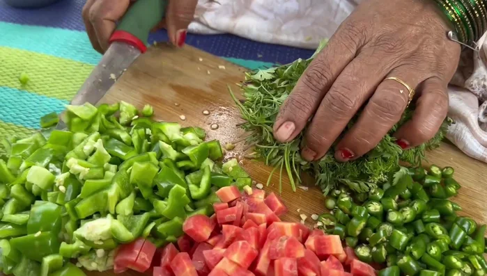 Chop the coriander.