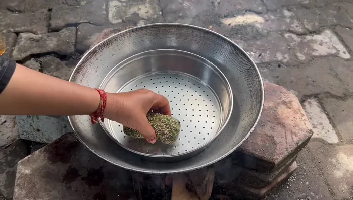 Fry the vadis until golden brown, flipping to ensure even cooking.