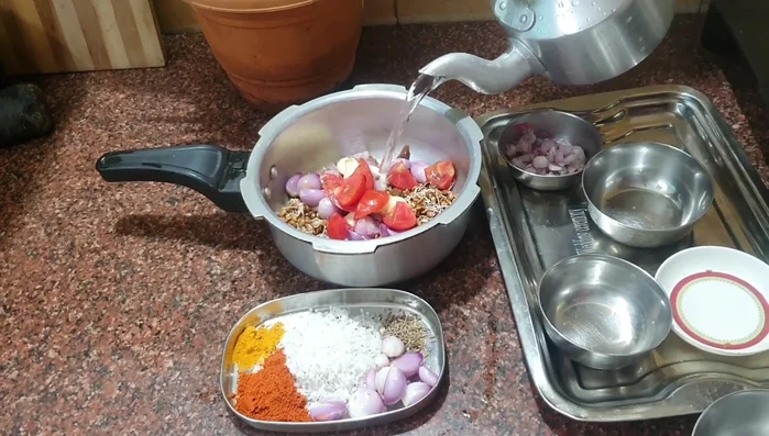 Add enough water to submerge the ingredients.