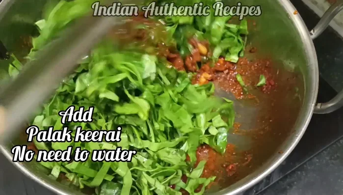 Add the spinach and mix well. It will release its own water as it cooks.