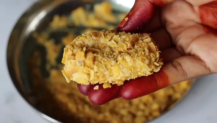 Remove the nuggets from the oil and place them on a plate lined with paper towels to drain excess oil.