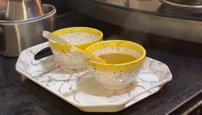 Heat the soup and serve hot.