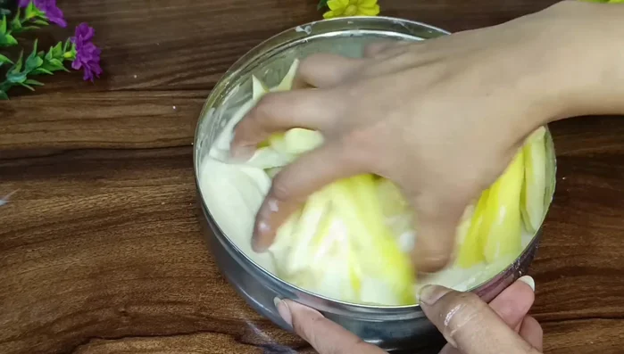 Coat the potatoes in the batter, adding more cornflour/flour if needed.