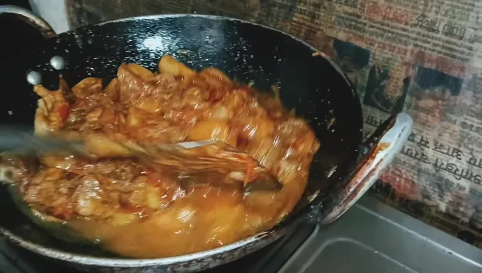 Add water to the pan for desired gravy consistency.