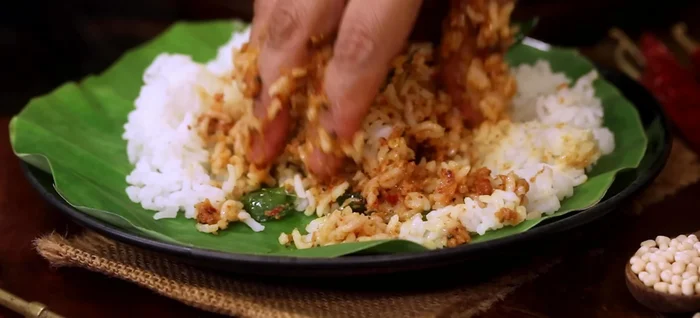 Serve with hot steamed rice and ghee.